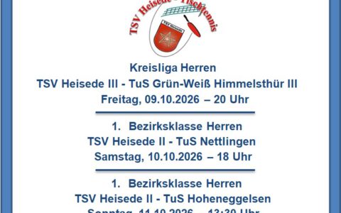 TT-Woche – 3 Spiele am Wochenende